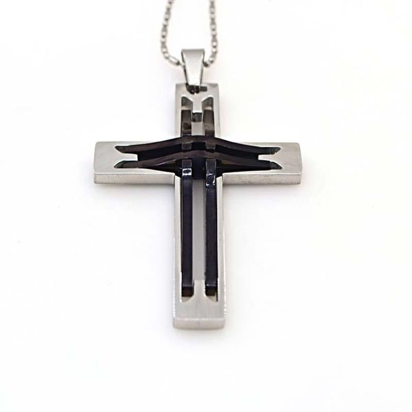 pendant necklaces punk male cross pendants color gold black stainless steel double layers hollow jesus jewelry for men, Silver
pendant necklaces punk male cross pendants color gold black stainless steel double layers hollow jesus jewelry for men, Silver