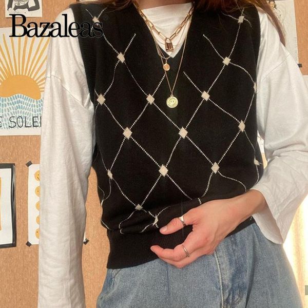 women's vests bazaleas vintage knitted tank basic v neck pull feme chic black tartan women sweater casual plaid knit camis, Black;white
women's vests bazaleas vintage knitted tank basic v neck pull feme chic black tartan women sweater casual plaid knit camis, Black;white