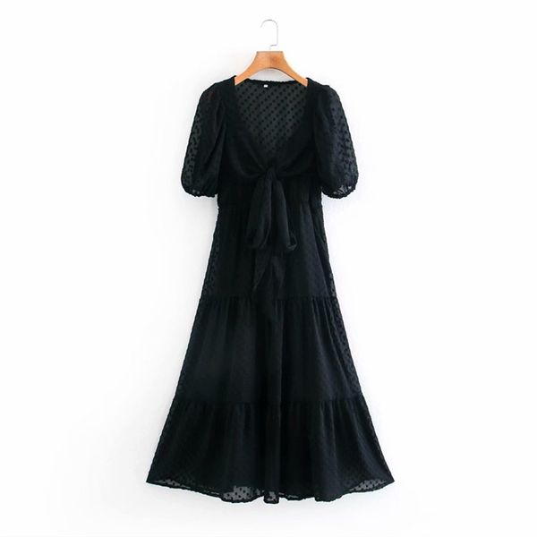 summer solid chiffon dot dress short sleeve v-neck bandage bow tie es female elegant street party a-line vestido 210513, Black;gray
summer solid chiffon dot dress short sleeve v-neck bandage bow tie es female elegant street party a-line vestido 210513, Black;gray