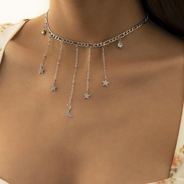 chains women jewelry moon star pendant necklace 2021 design vintage temperament choker for party gifts, Silver
chains women jewelry moon star pendant necklace 2021 design vintage temperament choker for party gifts, Silver