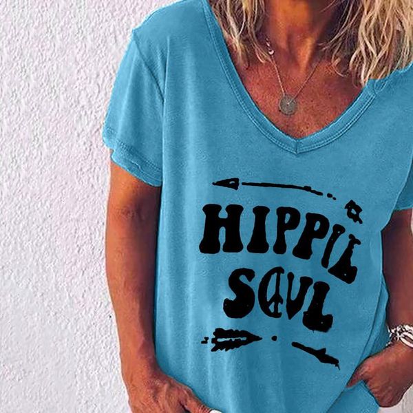 women hippie soul t shirt womens summer casual v neck ladies short sleeve letter print plus size femme, White
women hippie soul t shirt womens summer casual v neck ladies short sleeve letter print plus size femme, White