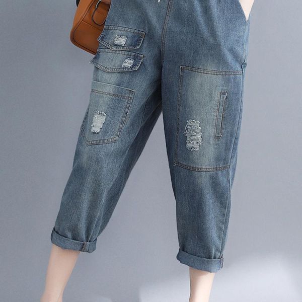 summer women spring fashion elastic waist ripped hole ankle length pants harem jeans office lady loose trousers women's, Blue
summer women spring fashion elastic waist ripped hole ankle length pants harem jeans office lady loose trousers women's, Blue