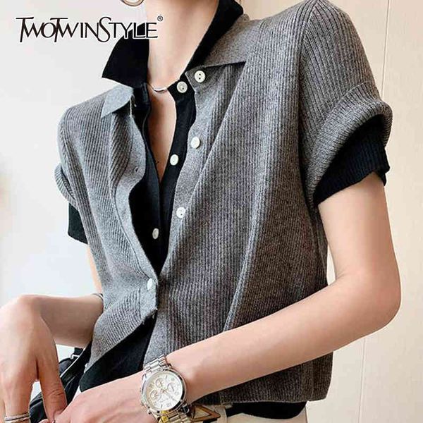casual knitting sweater for female lapel collar short sleeve loose sweaters women striped fashion clothes 210524, White
casual knitting sweater for female lapel collar short sleeve loose sweaters women striped fashion clothes 210524, White
