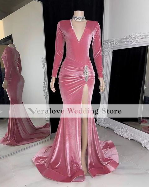 elegant pink v-neck side split mermaid prom dresses beaded long sleeve birthday party gowns custom made vestidos de fiesta, Black
elegant pink v-neck side split mermaid prom dresses beaded long sleeve birthday party gowns custom made vestidos de fiesta, Black