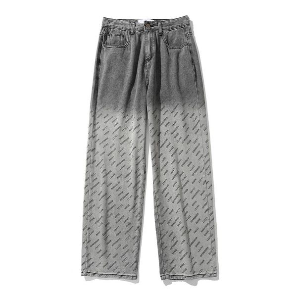 men's jeans clothing letter printing gradient tie-dye european and american style casual trousers loose straight leg, Blue
men's jeans clothing letter printing gradient tie-dye european and american style casual trousers loose straight leg, Blue