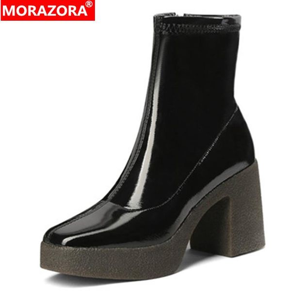 boots morazora 2021 fashion thick high heel platform women elastic patent leather zip vintage casual shoes woman ankle, Black
boots morazora 2021 fashion thick high heel platform women elastic patent leather zip vintage casual shoes woman ankle, Black
