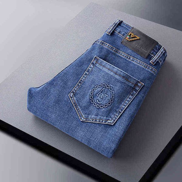 slim men's brand jeans fit small straight tube high-end light luxury goods autumn and winter thick elastic leisure long pants, Blue
slim men's brand jeans fit small straight tube high-end light luxury goods autumn and winter thick elastic leisure long pants, Blue
