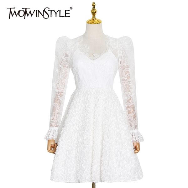 elegant patchwork lace women's dress v neck long sleeve high waist white dresses female fashion clothing 210520, Black;gray
elegant patchwork lace women's dress v neck long sleeve high waist white dresses female fashion clothing 210520, Black;gray