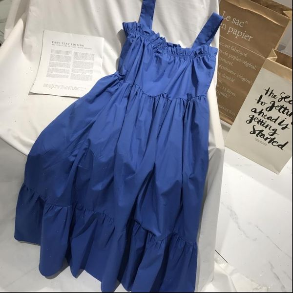women dress summer boho ruffles sleeveless blue long casual pure color cotton maxi vestidos, Black;gray
women dress summer boho ruffles sleeveless blue long casual pure color cotton maxi vestidos, Black;gray