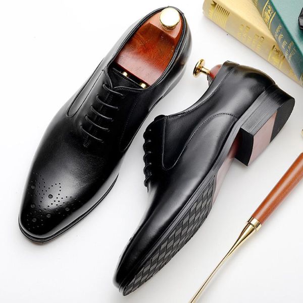men's formal leather shoes british pointed toe comfortable and breathable business wedding first layer cowhide dress, Black
men's formal leather shoes british pointed toe comfortable and breathable business wedding first layer cowhide dress, Black