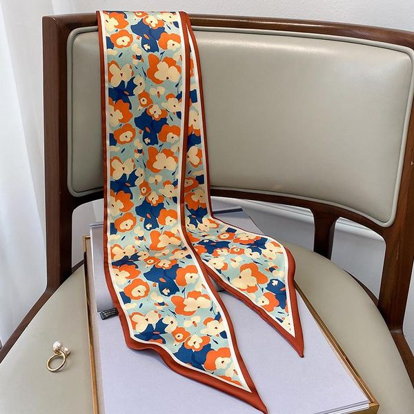scarves fashion silk scarf women lovely floral long shawls and wraps office lady small hair tie neck hijab foulard 150*15cm, Blue;gray
scarves fashion silk scarf women lovely floral long shawls and wraps office lady small hair tie neck hijab foulard 150*15cm, Blue;gray