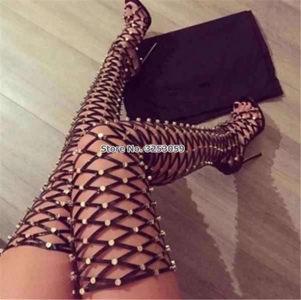boots almudena luxury black cross strap thigh high metal studded hollow out cage long sandal over-the-knee shoe
boots almudena luxury black cross strap thigh high metal studded hollow out cage long sandal over-the-knee shoe