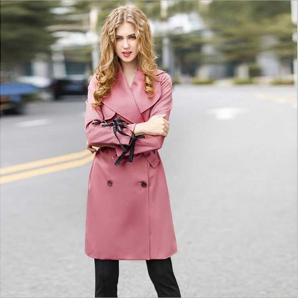 women's trench coats pink white spring autumn casual women outerwear double breasted big turn-down collar medium overcoat ladies sweet, Tan;black
women's trench coats pink white spring autumn casual women outerwear double breasted big turn-down collar medium overcoat ladies sweet, Tan;black
