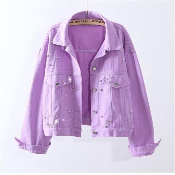 women's jackets spring autumn plus size short black pink denim jacket women korean diamond jeans coat student casual loose outerwear ti, Black;brown 
women's jackets spring autumn plus size short black pink denim jacket women korean diamond jeans coat student casual loose outerwear ti, Black;brown