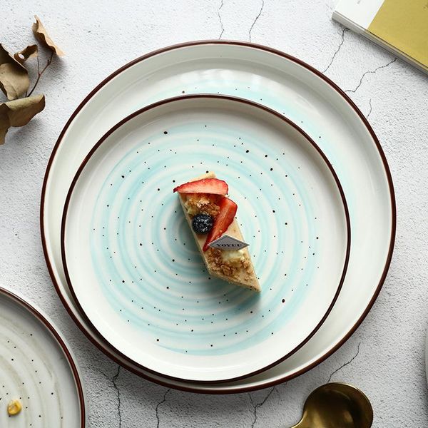 bowls japanese and korean 8-inch 10-inch microwave oven underglaze ceramic rice plate home el creative round sashimi