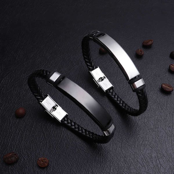 stainless steel blank id tags leather bangles for engrave leather braid bracelet with metal plate wholesale 10pcs q0722, Black
stainless steel blank id tags leather bangles for engrave leather braid bracelet with metal plate wholesale 10pcs q0722, Black