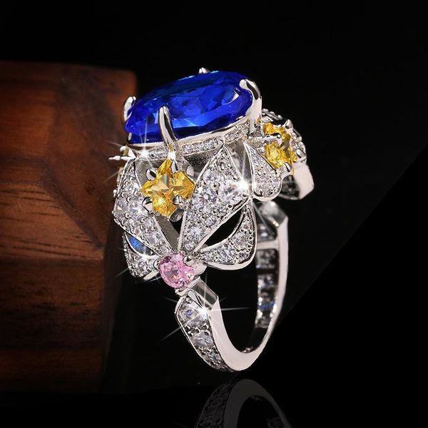 cluster rings vintage jewelry luxury big sapphire 925 sterling silver for women elegant flower engagement wedding band anniversary, Golden;silver
cluster rings vintage jewelry luxury big sapphire 925 sterling silver for women elegant flower engagement wedding band anniversary, Golden;silver