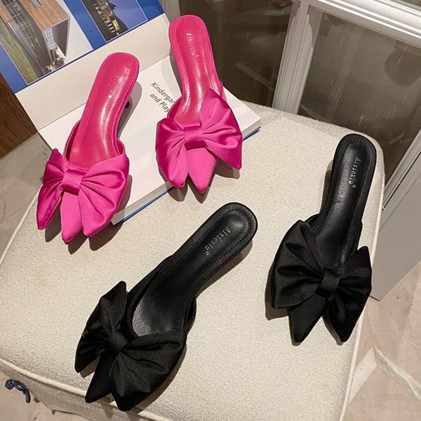 luxury women rose red low heels slides mules female brand kitten silk butterfly knots slippers flip flops party shoes, Black
luxury women rose red low heels slides mules female brand kitten silk butterfly knots slippers flip flops party shoes, Black