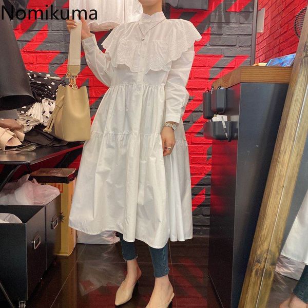 nomikuma sweet lace ruffle patchwork women dress korean stand neck long sleeve vestidos femme spring a-line dreses 6e433 210427, Black;gray
nomikuma sweet lace ruffle patchwork women dress korean stand neck long sleeve vestidos femme spring a-line dreses 6e433 210427, Black;gray