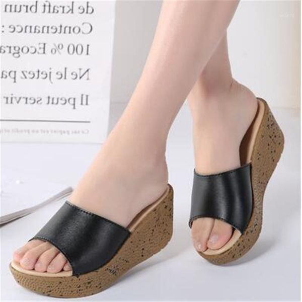 slippers women's summer wedges slip-on shoes female peep toe breathable soft platform leather sandals outdoor slides plus 34-411, Black
slippers women's summer wedges slip-on shoes female peep toe breathable soft platform leather sandals outdoor slides plus 34-411, Black