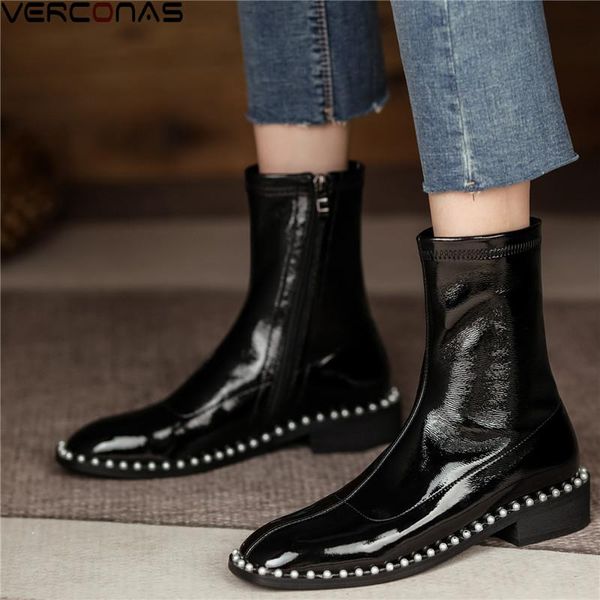 boots verconas fashion punk woman ankle autumn winter warm cow leather basic party office prom pearl decoration shoes, Black
boots verconas fashion punk woman ankle autumn winter warm cow leather basic party office prom pearl decoration shoes, Black
