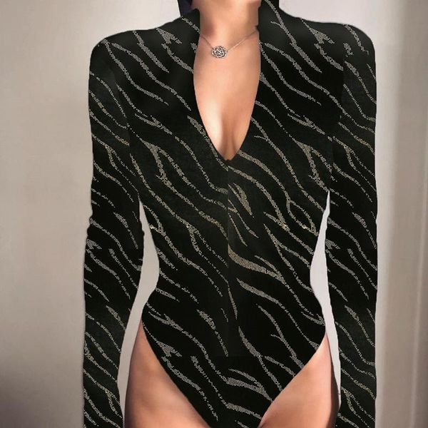 women's jumpsuits & rompers velvet tiger pattern bronze stand collar zipper bodysuit long sleeve skinny v-neck high street women, Black;white
women's jumpsuits & rompers velvet tiger pattern bronze stand collar zipper bodysuit long sleeve skinny v-neck high street women, Black;white