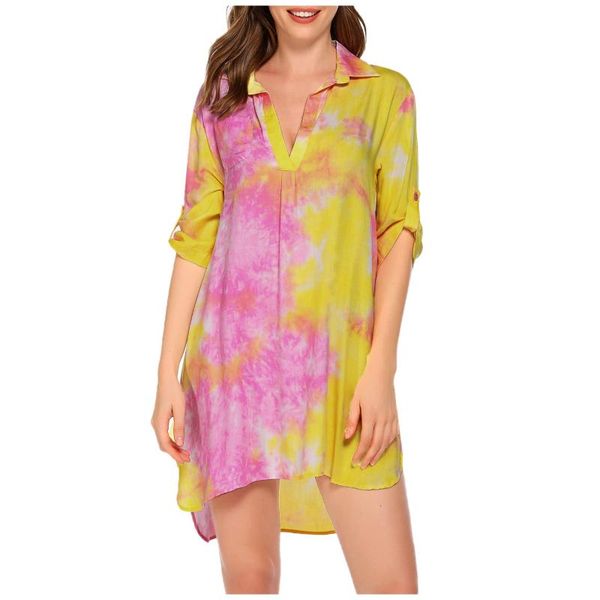 women's swimwear tie-dye cover-ups swimsuit beach cover up shirt bikini beachwear bathing suit dress for women summer vestido de mulher, White;black
women's swimwear tie-dye cover-ups swimsuit beach cover up shirt bikini beachwear bathing suit dress for women summer vestido de mulher, White;black