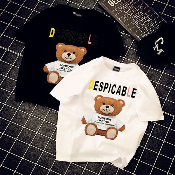 women's t-shirt printed bear couple matching short-sleeve 2021 summer harajuku style loose round neck pullover letter, White
women's t-shirt printed bear couple matching short-sleeve 2021 summer harajuku style loose round neck pullover letter, White