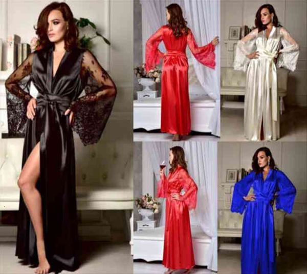 lingerie satin lace womens sleepwears sissy long sleeve loose bathrobe kimono babydoll nightwear robe deep v, Black;red
lingerie satin lace womens sleepwears sissy long sleeve loose bathrobe kimono babydoll nightwear robe deep v, Black;red