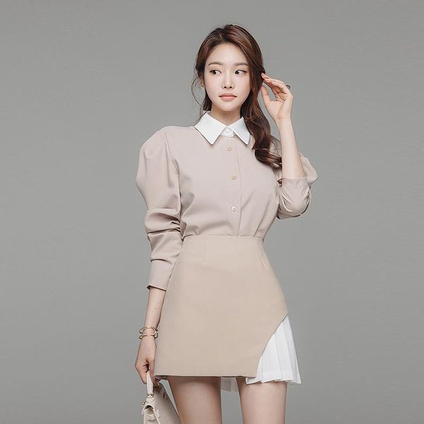 women's tracksuits spring fall two piece set women long puff sleeve blouse shirt + high waist a-line mini pleated skirt suits casual ou, Gray
women's tracksuits spring fall two piece set women long puff sleeve blouse shirt + high waist a-line mini pleated skirt suits casual ou, Gray