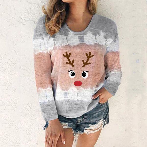 women's t-shirt tie-dye deer printed t shirt women christmas ladies long sleeve o-neck femme t-shirts camisas de mujer tshirts, White
women's t-shirt tie-dye deer printed t shirt women christmas ladies long sleeve o-neck femme t-shirts camisas de mujer tshirts, White