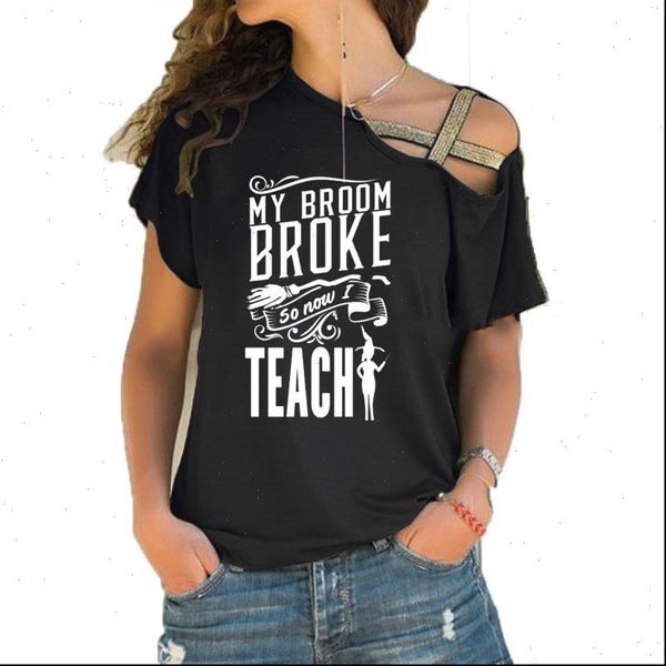funny teacher women shirt my broom broke so now i teach t halloween witch graphic fashion slogan irregular skew, White
funny teacher women shirt my broom broke so now i teach t halloween witch graphic fashion slogan irregular skew, White