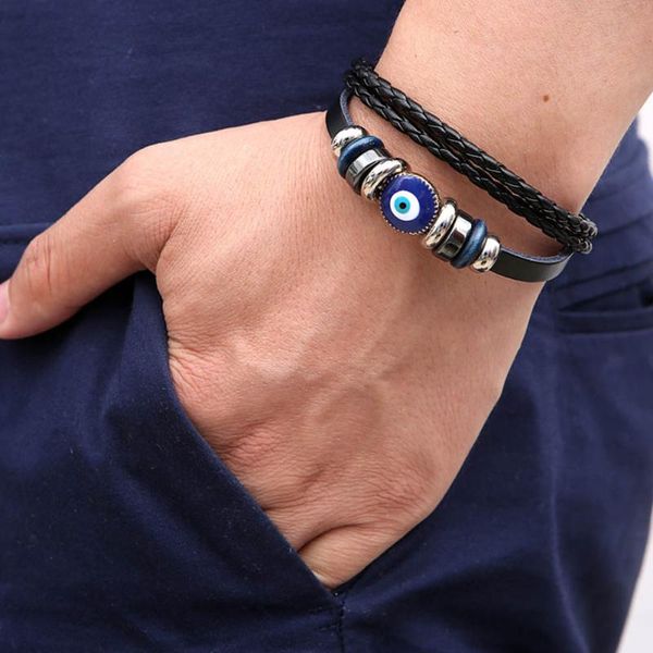 1pcs punk style vintage dripping oil beaded blue eyes leather bracelet gift for boyfriend birthday party accessories charm bracelets, Golden;silver
1pcs punk style vintage dripping oil beaded blue eyes leather bracelet gift for boyfriend birthday party accessories charm bracelets, Golden;silver