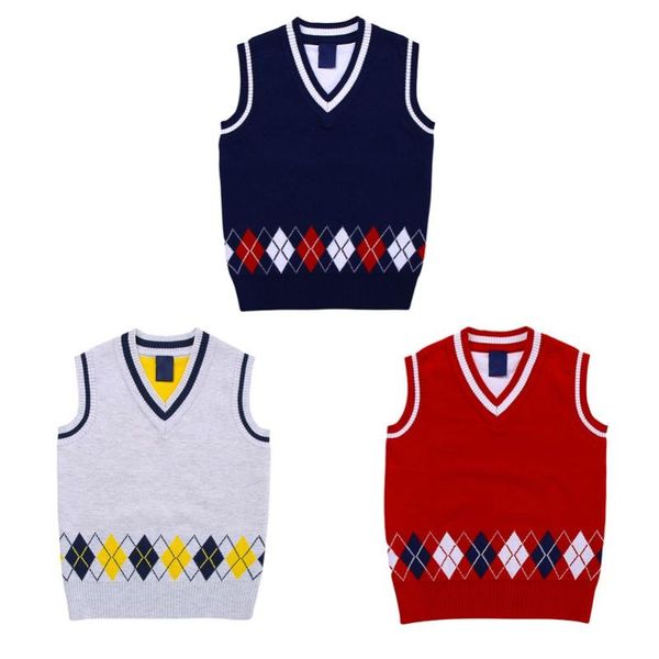pullover autumn winter baby knitted sweater vest argyle plaid kids boys v-neck waistcoat uniform casual outfits, Blue 
pullover autumn winter baby knitted sweater vest argyle plaid kids boys v-neck waistcoat uniform casual outfits, Blue