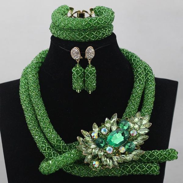 earrings & necklace luxury green african beaded jewelry set nigerian wedding crystal beads women gift shpping alj877, Silver
earrings & necklace luxury green african beaded jewelry set nigerian wedding crystal beads women gift shpping alj877, Silver