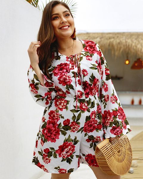 women's jumpsuits & rompers original design spring and summer large size jumpsuit long-sleeved printed shorts clothing 0533, Black;white
women's jumpsuits & rompers original design spring and summer large size jumpsuit long-sleeved printed shorts clothing 0533, Black;white