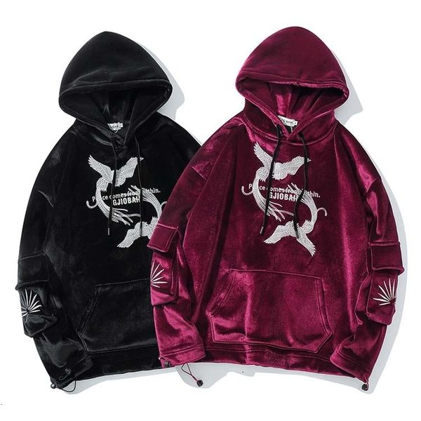 men's hoodies & sweatshirts chinese style male hip hop crane phoenix embroidered sweatshirts big woolen hoodies for couples ne06, Black
men's hoodies & sweatshirts chinese style male hip hop crane phoenix embroidered sweatshirts big woolen hoodies for couples ne06, Black