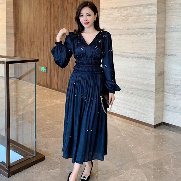 casual dresses rivet dark blue long midi dress elegant office lady lantern sleeve v-neck autumn party high waist a-line ruffles 2021 b519, Black;gray
casual dresses rivet dark blue long midi dress elegant office lady lantern sleeve v-neck autumn party high waist a-line ruffles 2021 b519, Black;gray