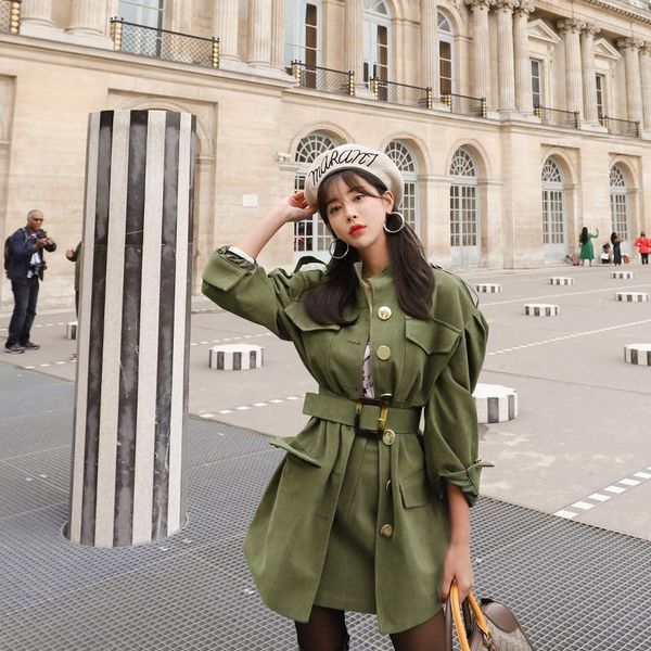 women's trench coats elegant fashion women spring autumn mid-length loose windbreaker jacket + high waist skirt two piece sets, Tan;black
women's trench coats elegant fashion women spring autumn mid-length loose windbreaker jacket + high waist skirt two piece sets, Tan;black