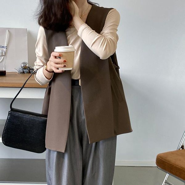 women's vests korean solid loose casual a-line suit vest 2021 autumn chic all-match waistcoat women office lady elegant folds design gi, Black;white
women's vests korean solid loose casual a-line suit vest 2021 autumn chic all-match waistcoat women office lady elegant folds design gi, Black;white