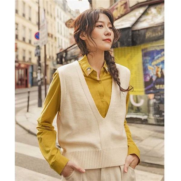 inman autumn winter vintage sleeveless knitted ribbed lady girl pullover korean fashion style womens sweater short knit vest 211008, Black;white
inman autumn winter vintage sleeveless knitted ribbed lady girl pullover korean fashion style womens sweater short knit vest 211008, Black;white