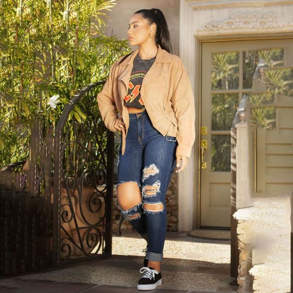 women's jeans fashion ladys high waisted stretch slim casual hole pants large size for women elastic denim, Blue
women's jeans fashion ladys high waisted stretch slim casual hole pants large size for women elastic denim, Blue