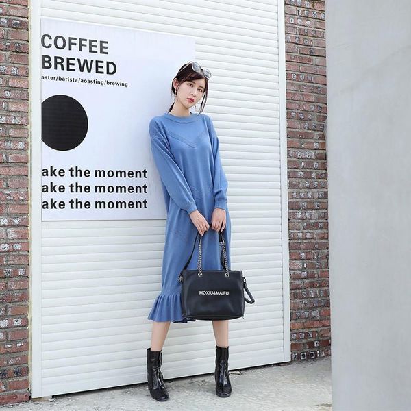 casual dresses 2021 autumn winter lazy korean style round neck pleated hem loose thin thick knitted sweater dress women dressesm843, Black;gray
casual dresses 2021 autumn winter lazy korean style round neck pleated hem loose thin thick knitted sweater dress women dressesm843, Black;gray
