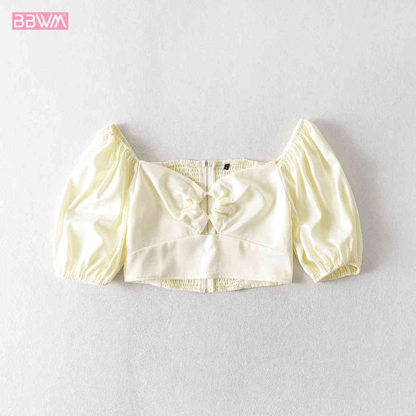retro puff sleeves short exposed navel waist slimming hollow women's shirt square collar sweet harajuku casual female 210507, White
retro puff sleeves short exposed navel waist slimming hollow women's shirt square collar sweet harajuku casual female 210507, White