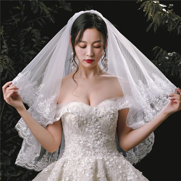 headpieces bridal veil wedding dress accessories white lace sequins two layer hair comb, Silver
headpieces bridal veil wedding dress accessories white lace sequins two layer hair comb, Silver