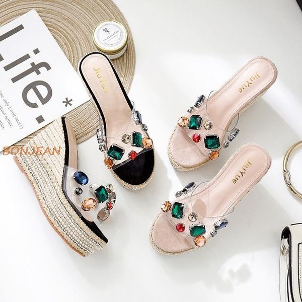 summer women slippers string beads wedges shoes colorful rhinestone transparent ladies peep toe crystal, Black
summer women slippers string beads wedges shoes colorful rhinestone transparent ladies peep toe crystal, Black