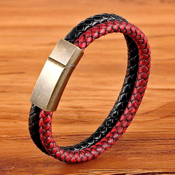 charm bracelets tyo 6 color men's women luxury two layers braid genuine leather bracelet stainless steel metal retro magnetic clasp, Golden;silver
charm bracelets tyo 6 color men's women luxury two layers braid genuine leather bracelet stainless steel metal retro magnetic clasp, Golden;silver