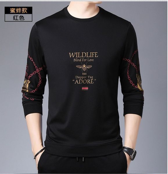 2021 men's spring and autumn long sleeve t-shirt fashion round neck bottoming shirt bee men's casual sweater trend, Black
2021 men's spring and autumn long sleeve t-shirt fashion round neck bottoming shirt bee men's casual sweater trend, Black