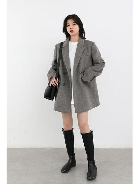 women's wool & blends autumn and winter woolen blazer long-sleeved lapel warm loose casual office elegant fashion park button coat woma, Black
women's wool & blends autumn and winter woolen blazer long-sleeved lapel warm loose casual office elegant fashion park button coat woma, Black