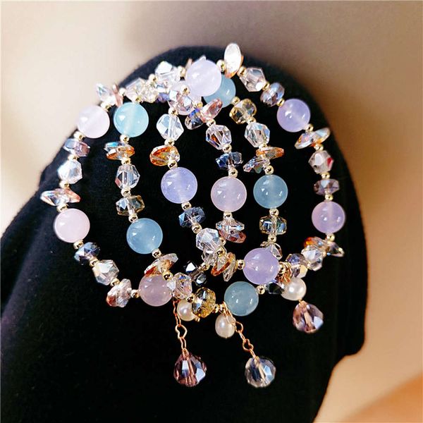 little fresh high-grade crystal bracelet women's design natural stone beaded bracelet water pearl elastic, Black
little fresh high-grade crystal bracelet women's design natural stone beaded bracelet water pearl elastic, Black